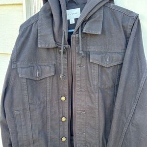 Men's Black/Coal Hooded Denim Jacket -